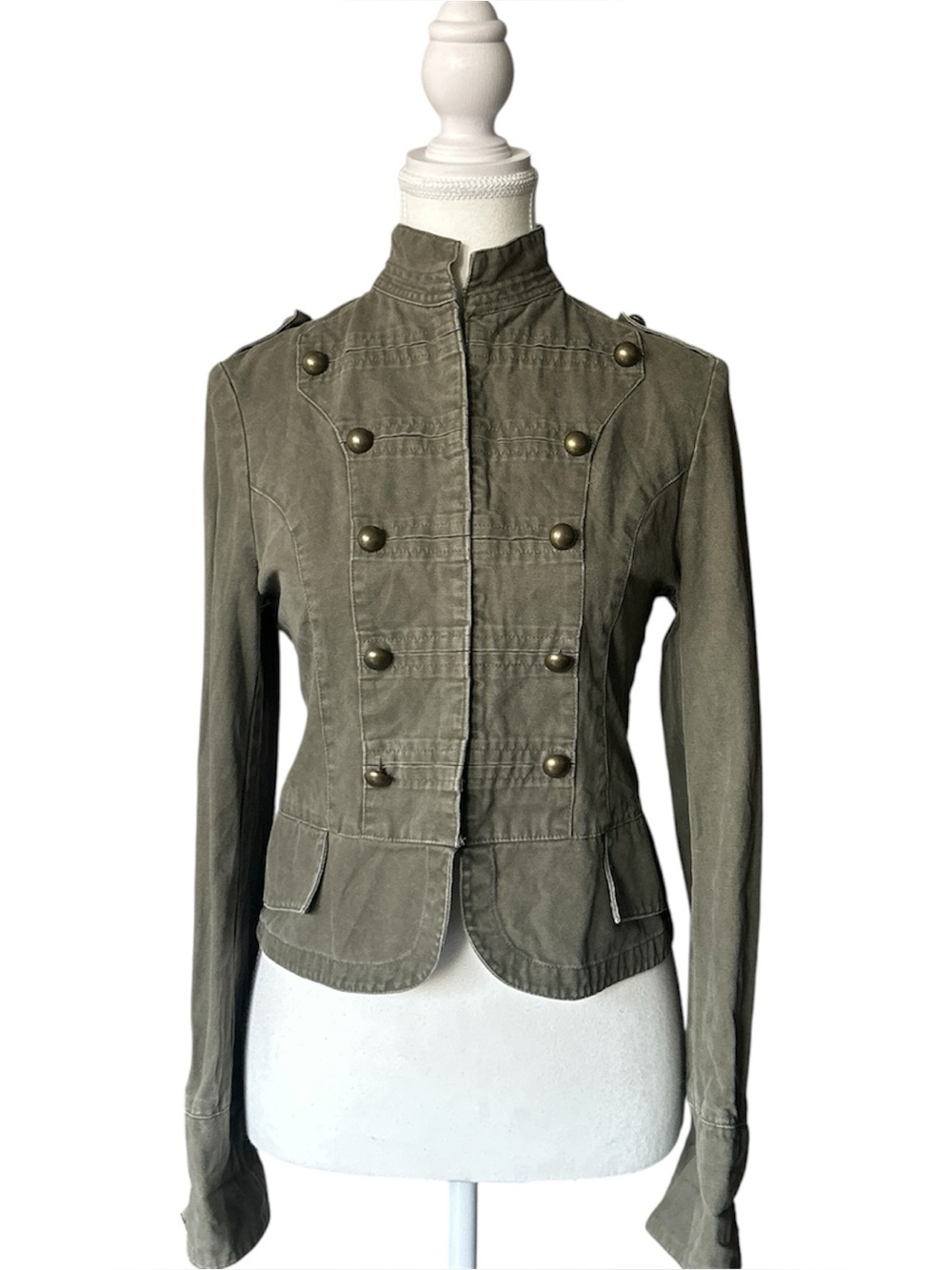 Y2K Grunge “Suzy Blue” Military Green Napoleon Style Jacket